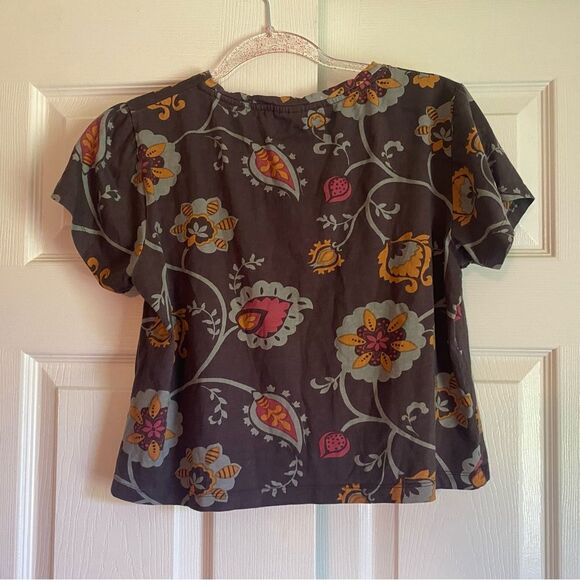 Bombay Paisely medium brown boho square tshirt - Picture 2 of 5